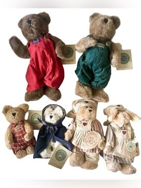 NWT Vintage Boyds Bears Plush Lot of 6 Bears Bunnies Cat Retired